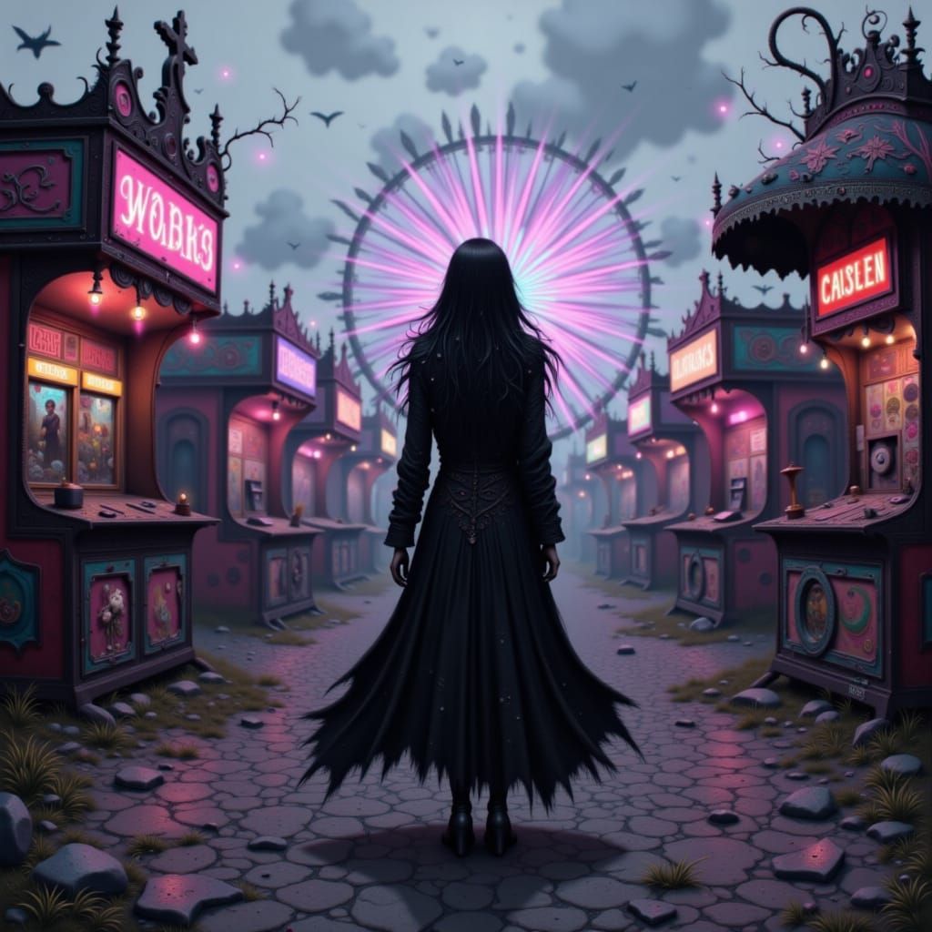 Mysterious Woman at Abandoned Carnival