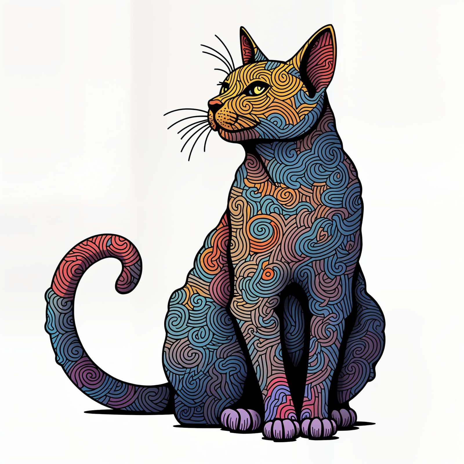 Geometric Cat Silhouette in Black and White