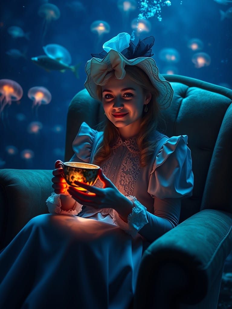 Elegant Alice Sits Serenely in Oceanic Twilight