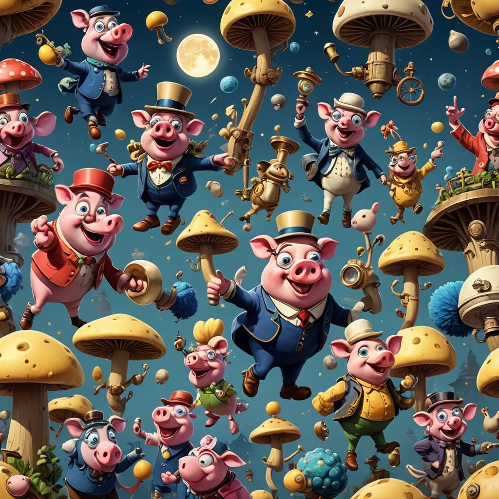 Whimsical Victorian Creatures in a Bright, Cinematic Landsca...