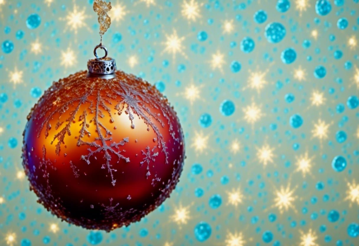 Silver Snowball on Glittering Azure Backgrounds in Light Amb...