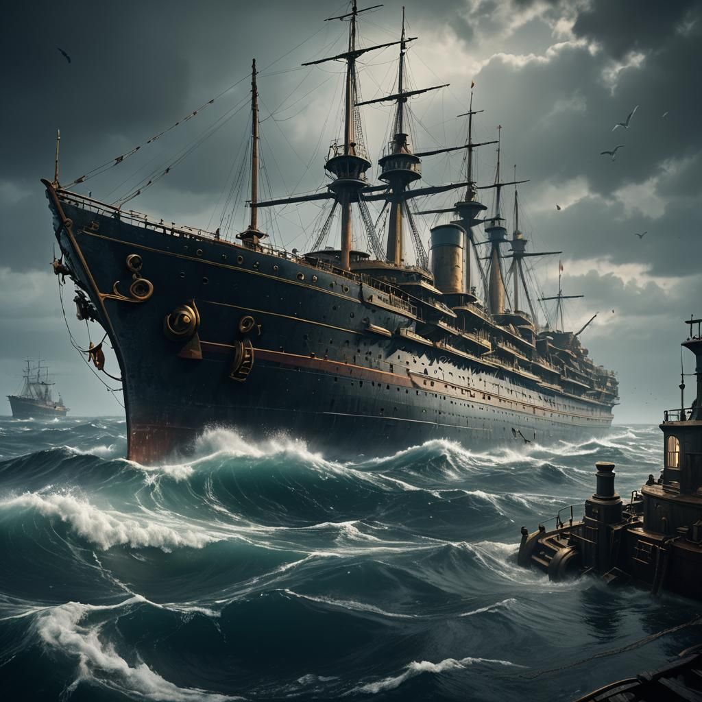 Epic Submerged Fantasy Landscape of HMS Olympic
