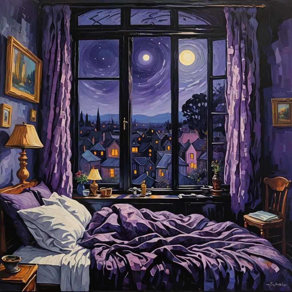 Dreamy Slumber Scene in Neo-Impressionist Oil Painting