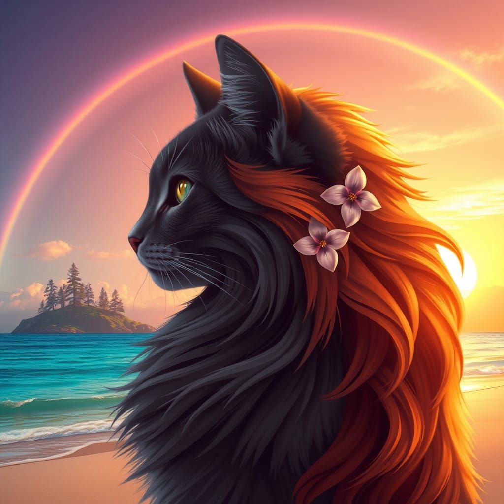 Regal Cat in Sunset Serenity