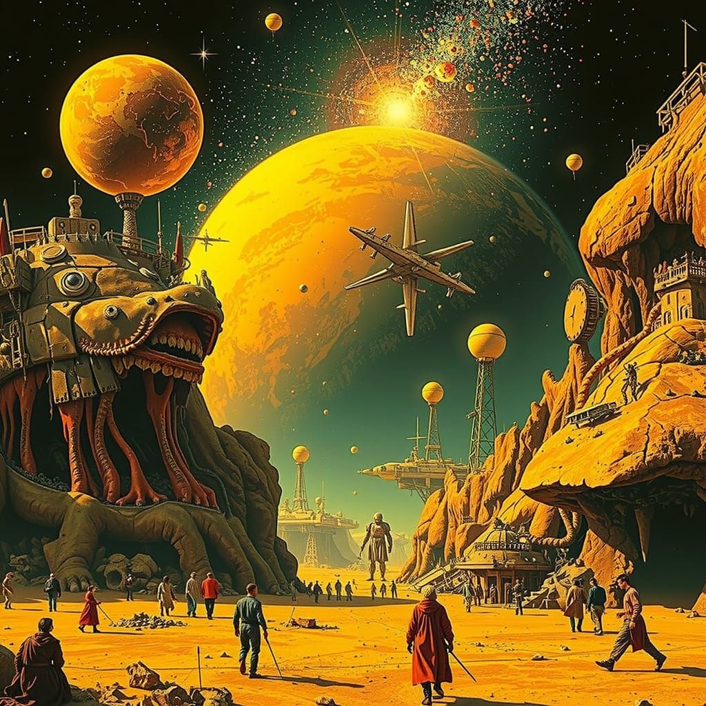 Cosmic Metropolis in Retrofuturistic Style