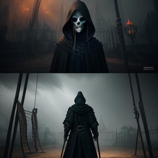 Grim Reaper Among Swings and Slides in a Vibrant Playground
