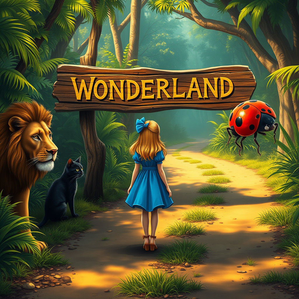 Blonde Alice Embarks on Whimsical Wonderland Journey