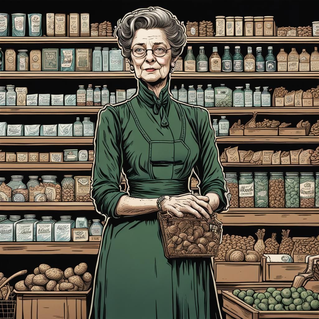 Ornate Portrait of McGonagall as a Shopkeeper