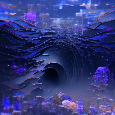 Underwater Cityscape in Dystopian Futurism Style