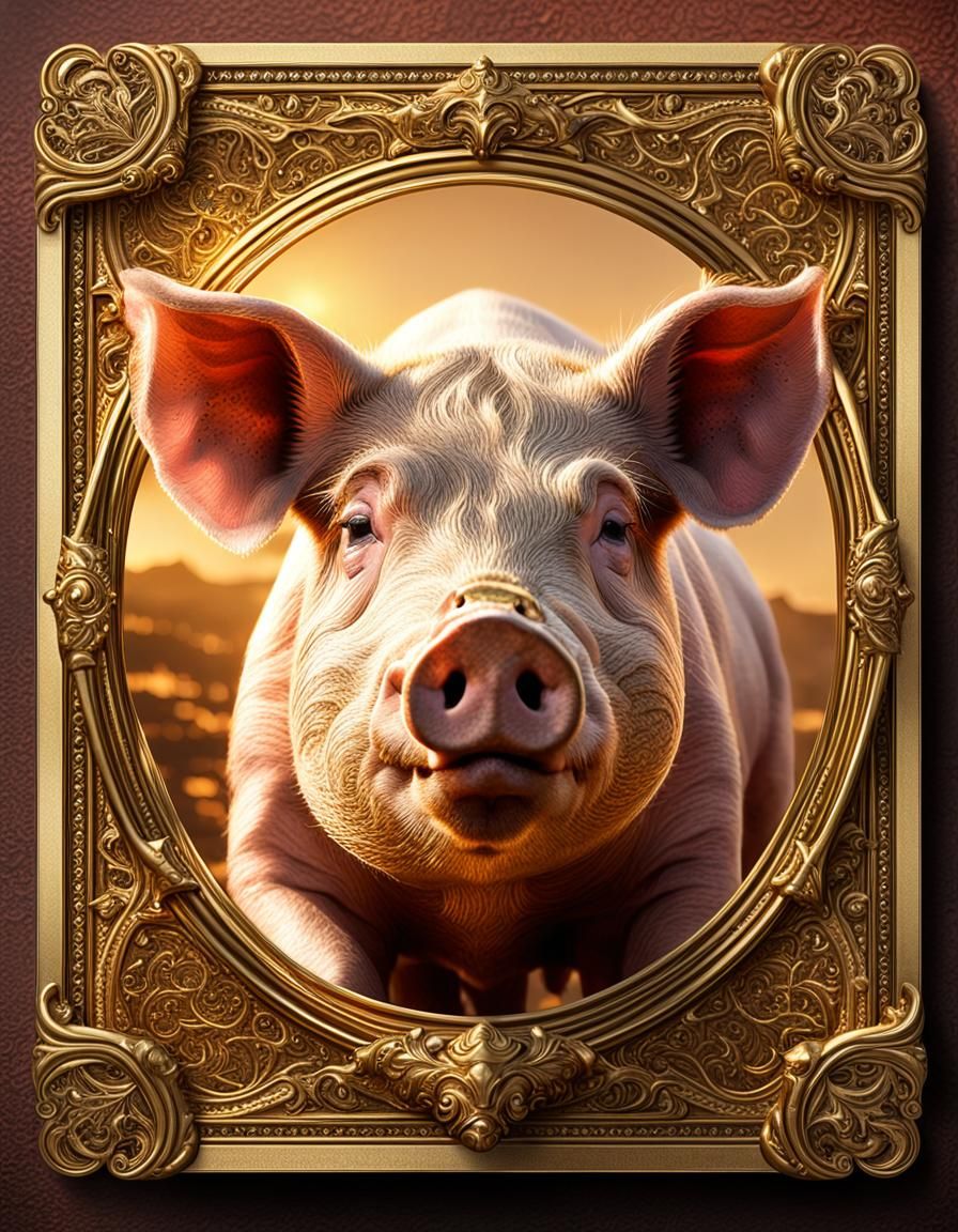 Surreal Golden Pig Masterpiece Trading Card