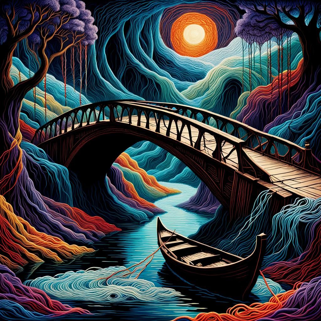 Vibrant Bridge of Woolen Threads Connects the Living and the...