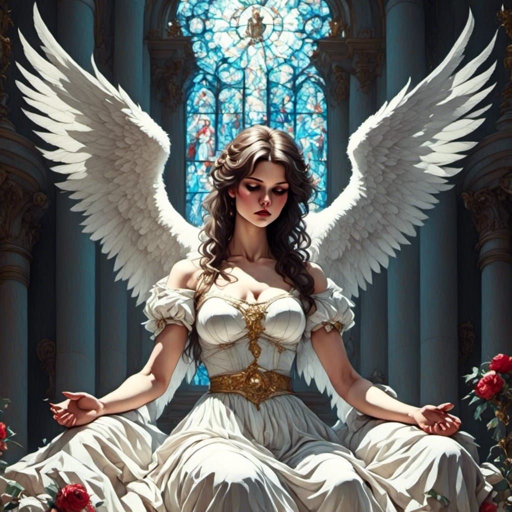 Angelic Devotion in a Sacred Sanctuary