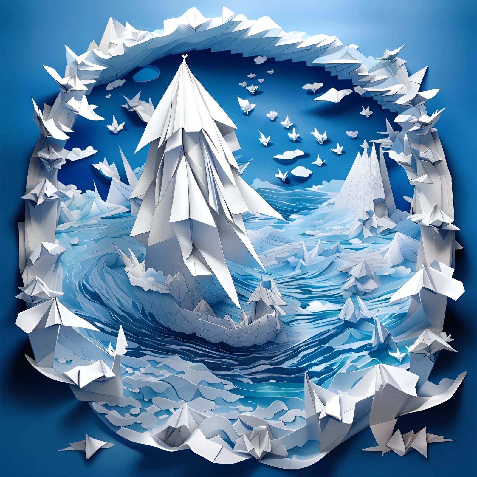Origami Arctic Wonderland in Fantasy Art Style