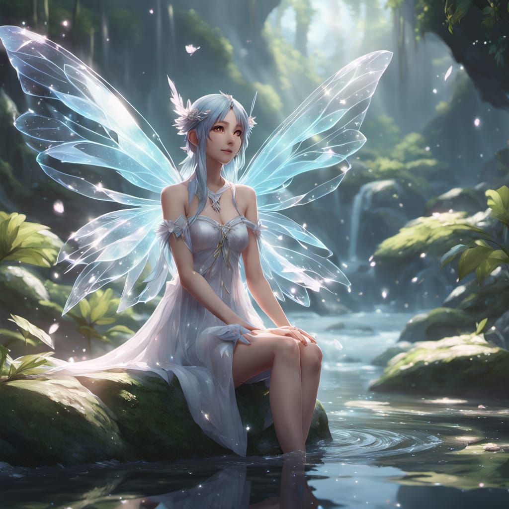 Enchanted River Goddess in Vibrant, 3D Anime Style