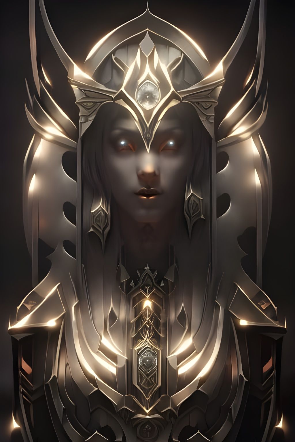 Dark Fantasy Ring Wraith in Elegant Gray and Orange Armor