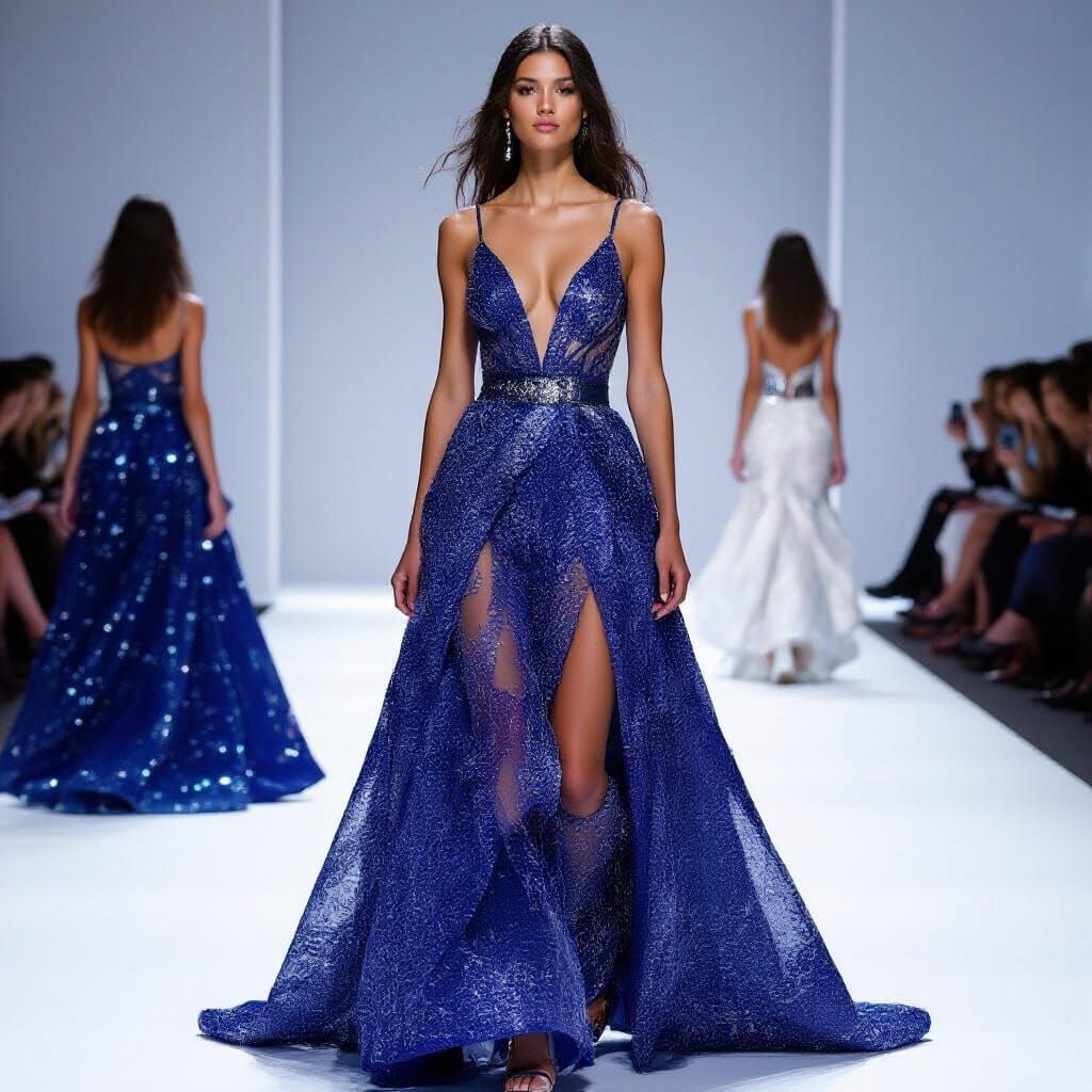 Women in Flowing Glass Dresses