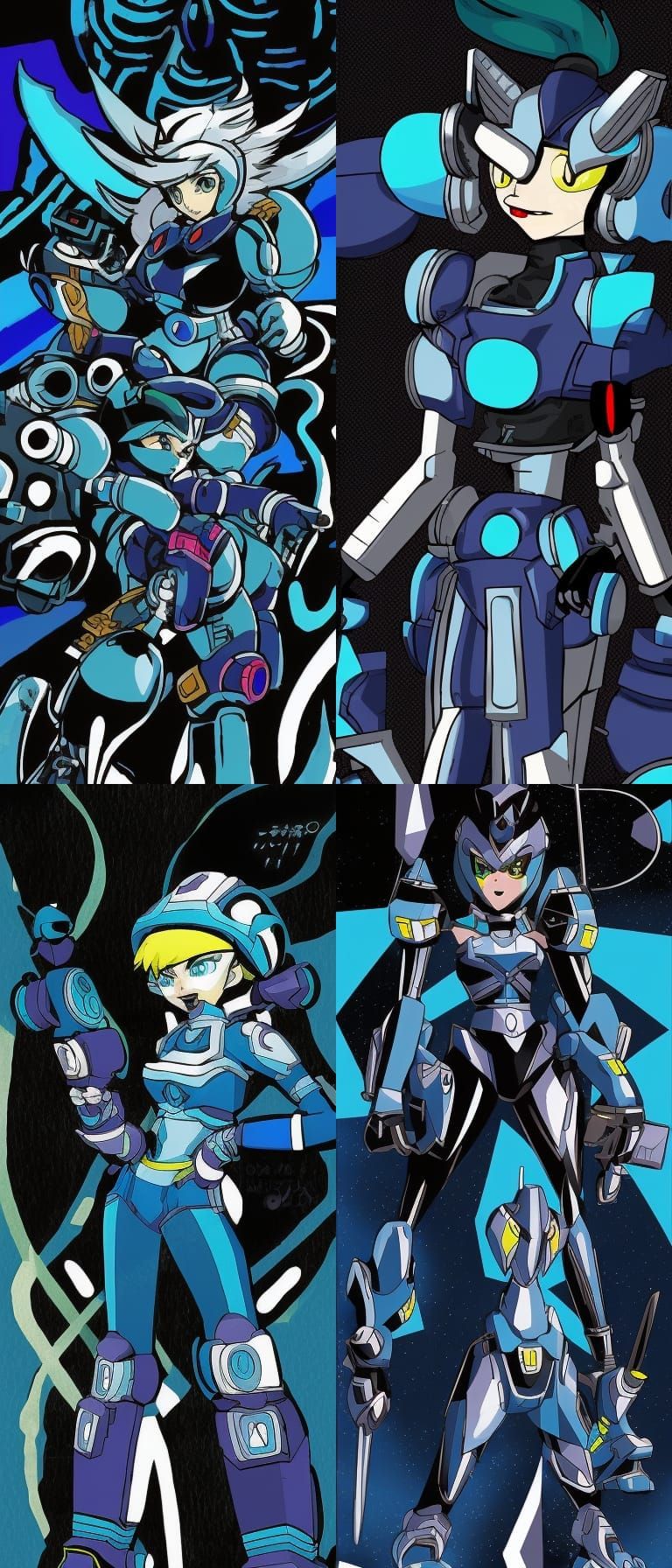 Dark Maverick Hunter Goddess in Futuristic Ice Environments