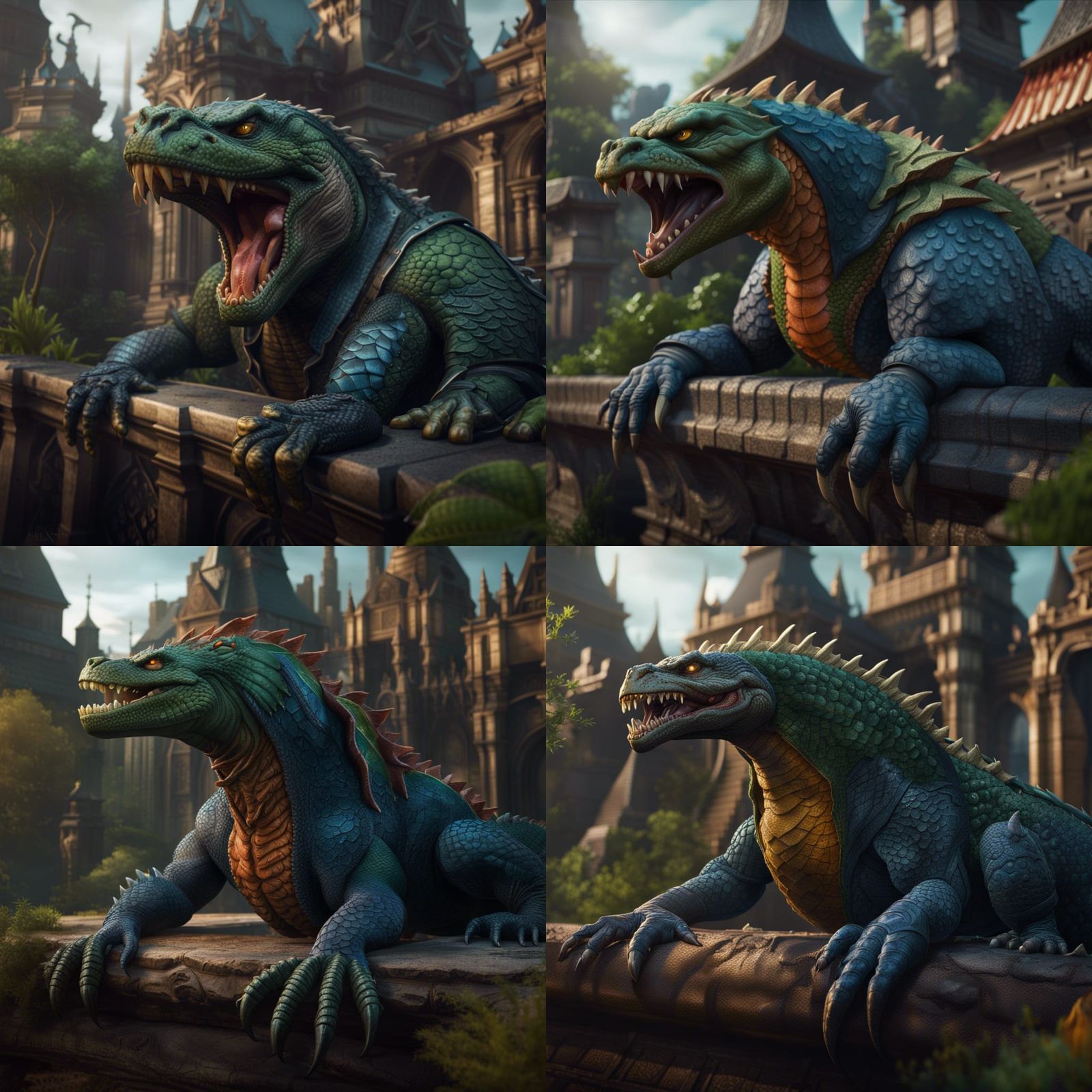 Fantastical Reptilian Hybrid in Vibrant, Detailed Fantasy Wo...