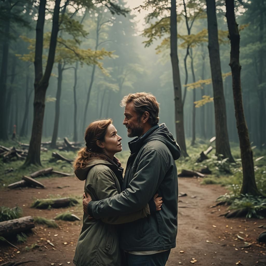 Cinematic People Sharing a Heartfelt Moment in a Vignette-Li...