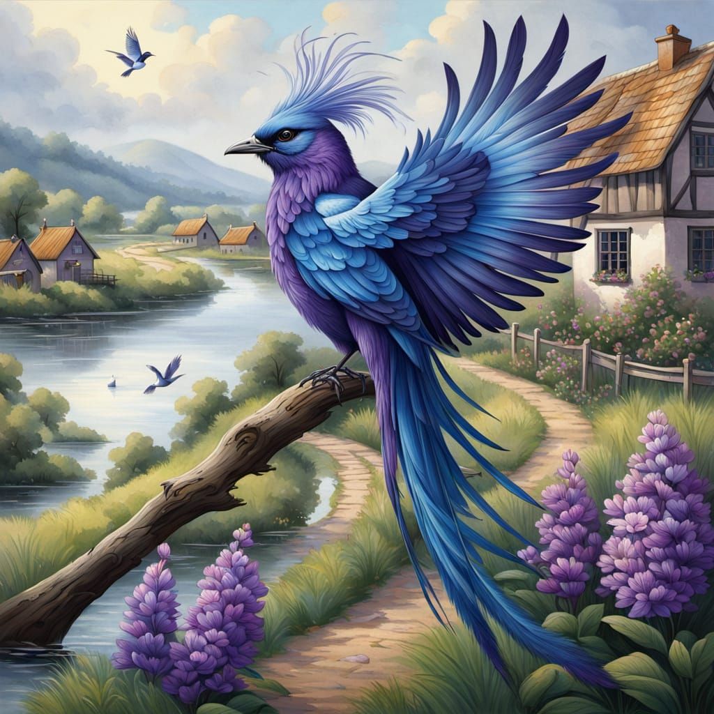 A Bird Soars Over Dutch Countryside