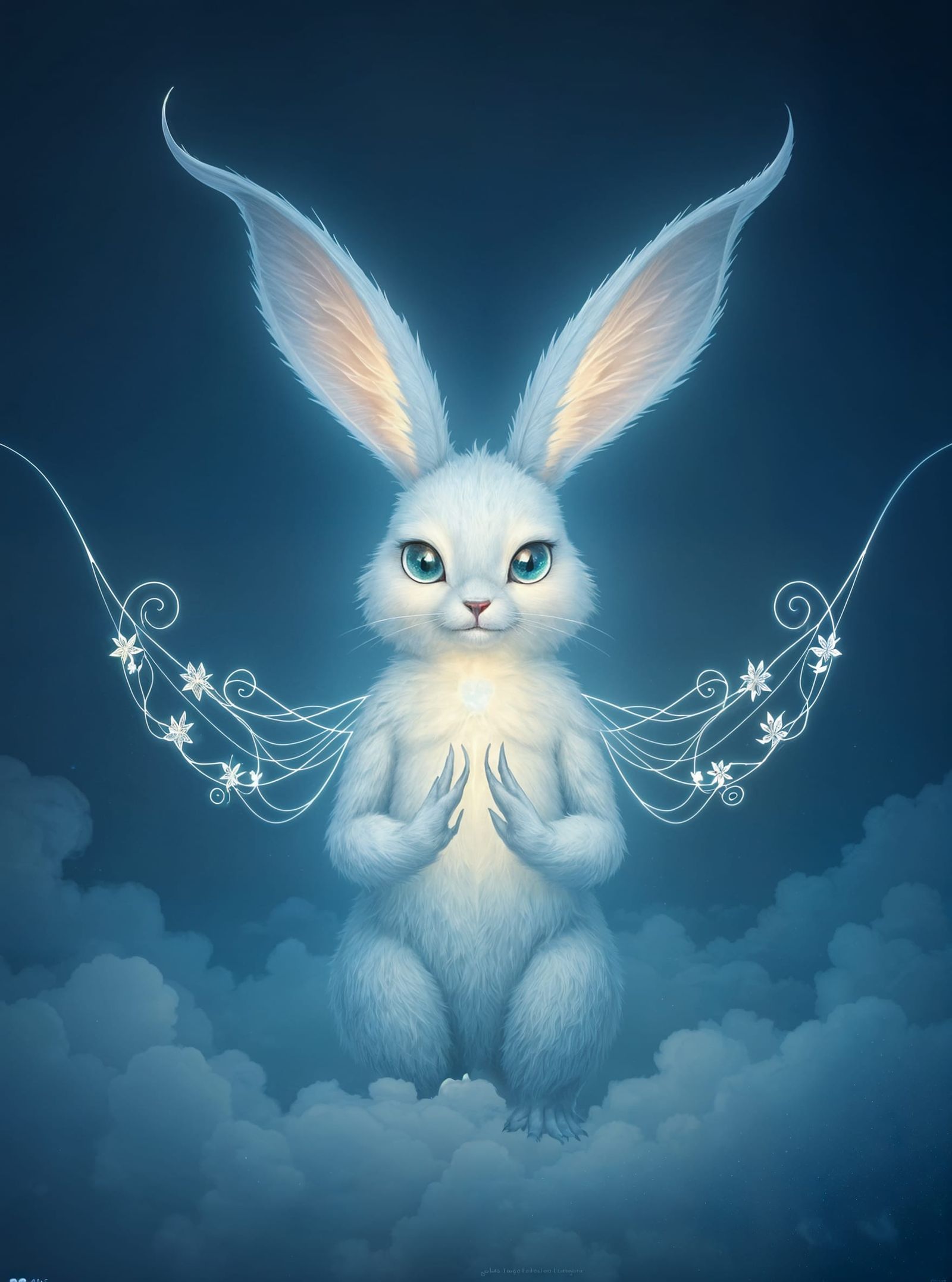 Luminous Gloomhare Guardian in Dreamlike Surrealism