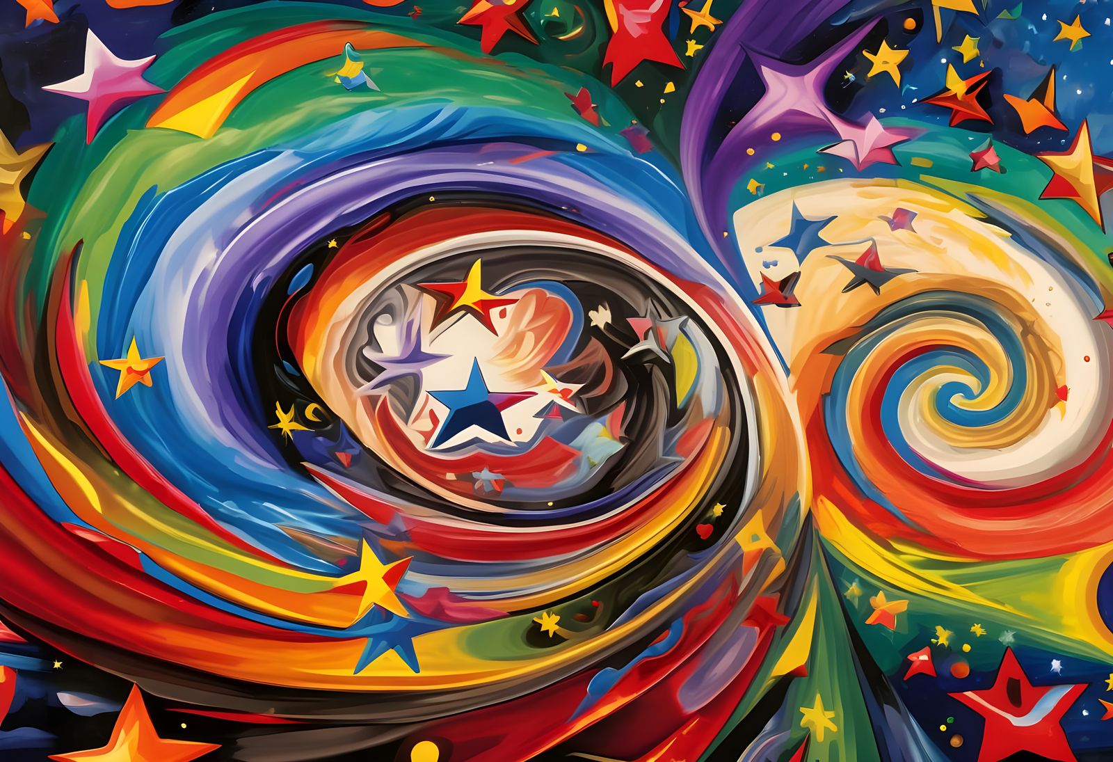 Vivid 3D Vortex Maelstroms of Paint and Plasma with Stars