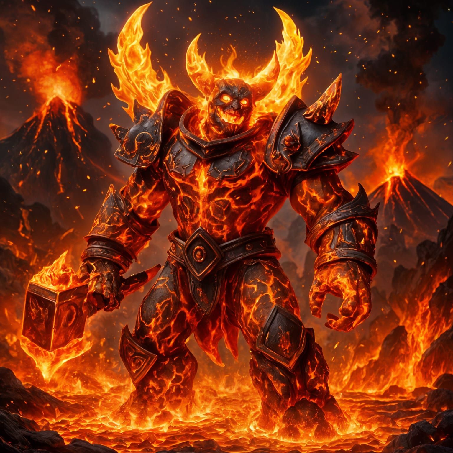 Ragnaros in Volcanic Landscape, Hyper-Realistic 8K