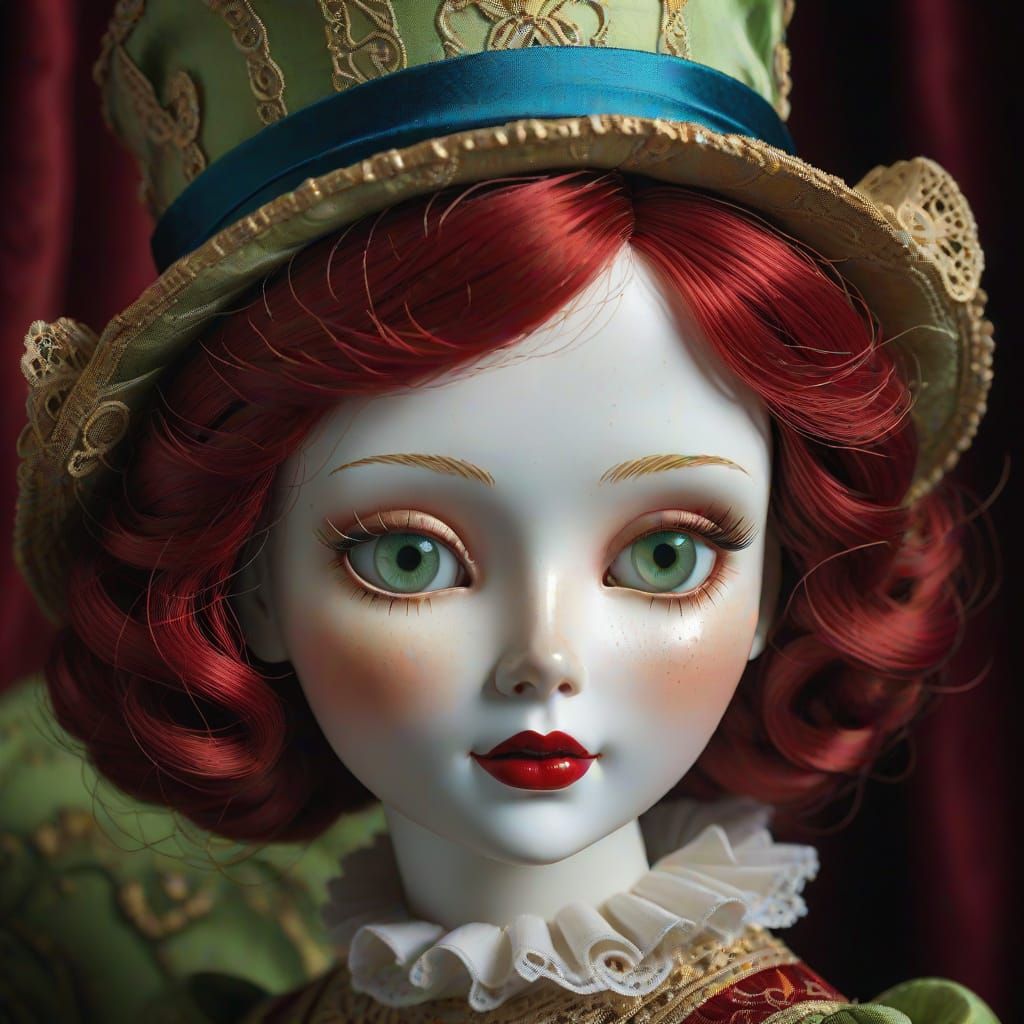 Surrealist Masterpiece of a Whimsical Doll's Face in Ultra-D...