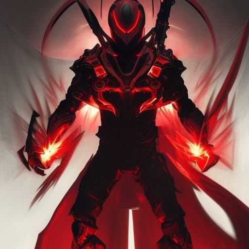 Demonic Red Kamen Rider in Dark Fantasy Style