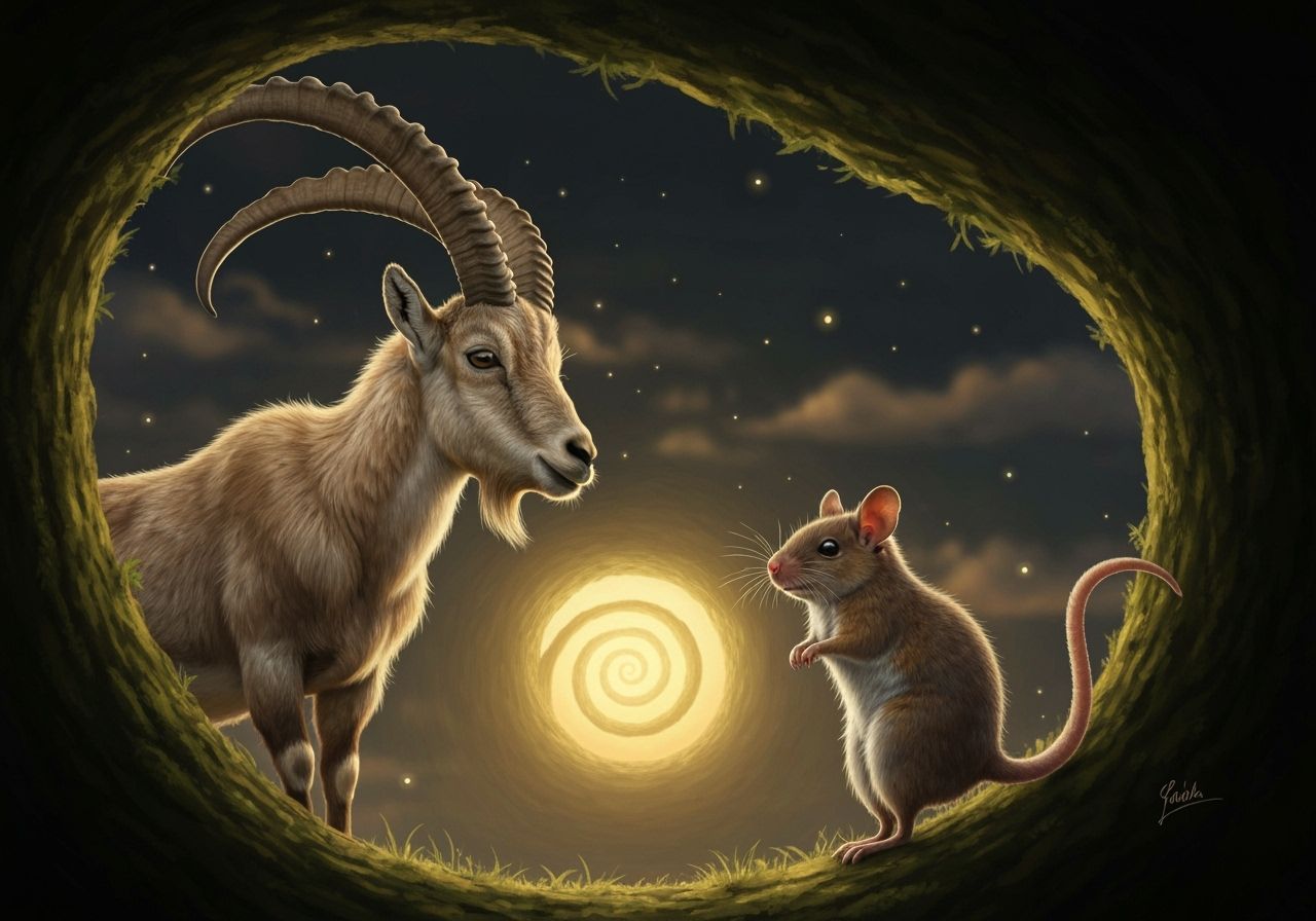 Pyrenean Ibex and Melomys Meet in Magical Clearing