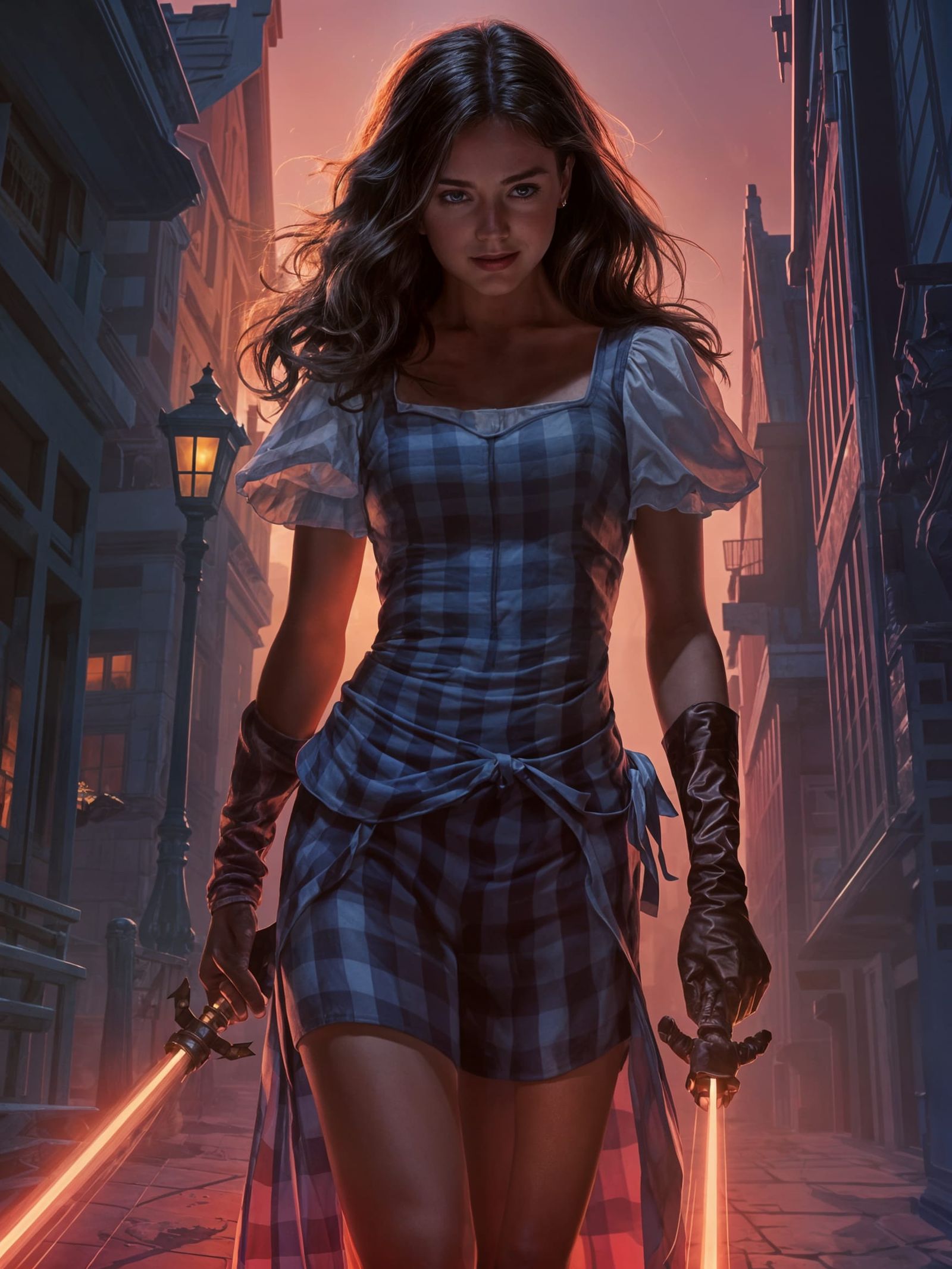 Judy Garland in Whimsical Oz Village Scene, Golden Yellow Br...