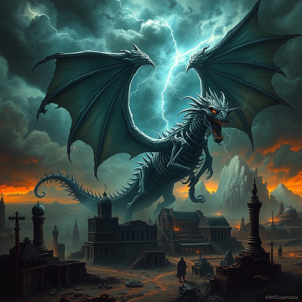 Ethereal Storm Demon Conquers a Ruined Metropolis in Dark Fa...