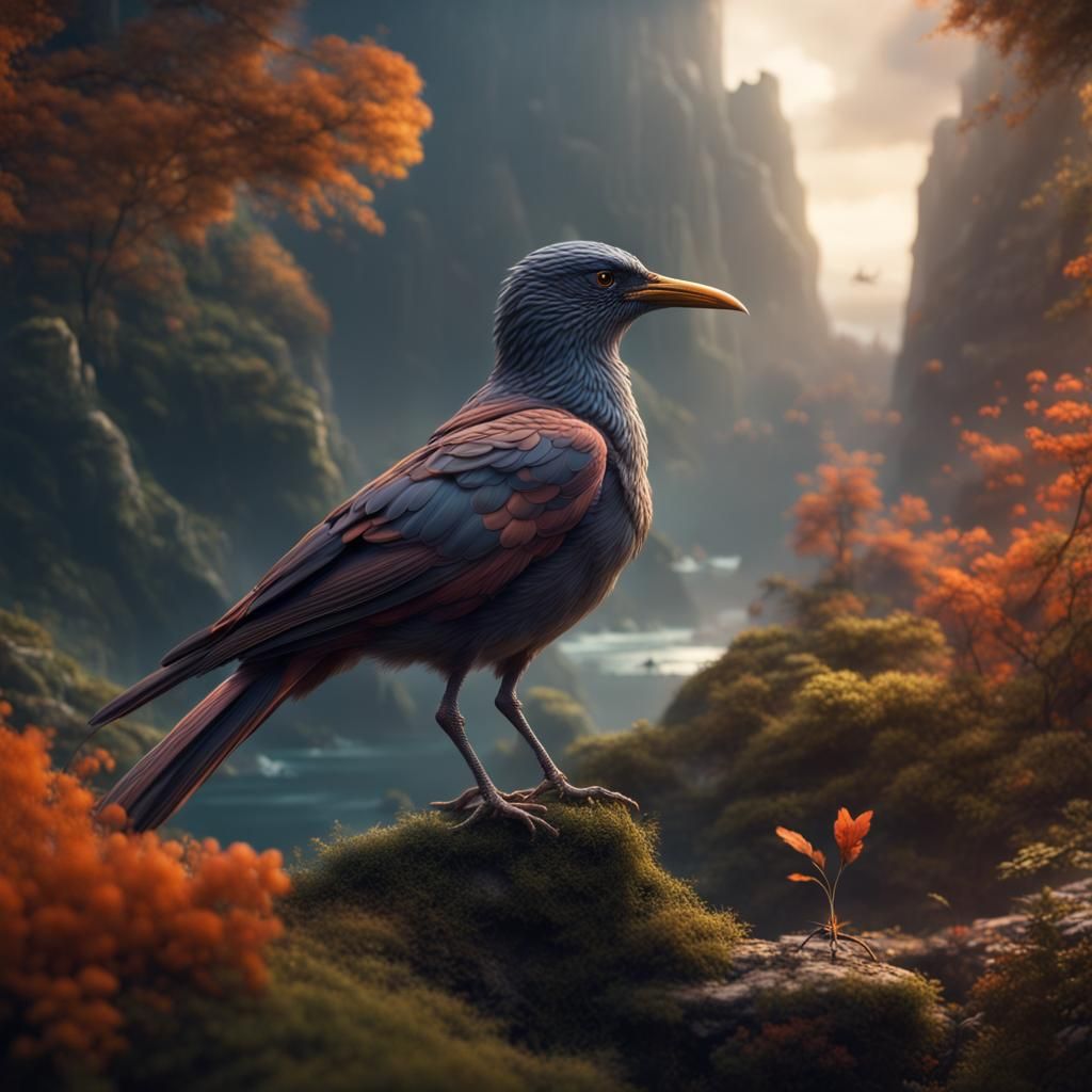 Ethereal Bird Soars in Enchanted Realm