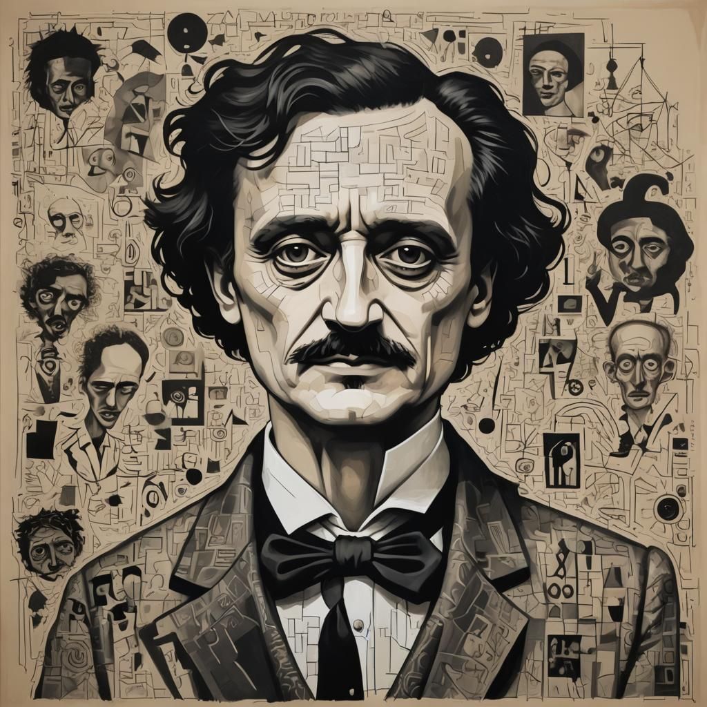 Edgar Allan Poe in Neo-Cubist Art Deco Style