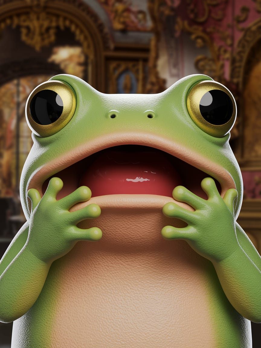 Surprised Frog in Studio Ghibli Style