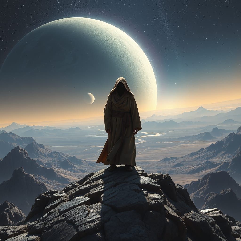 Cosmic Wanderer on a Starlit Expanse