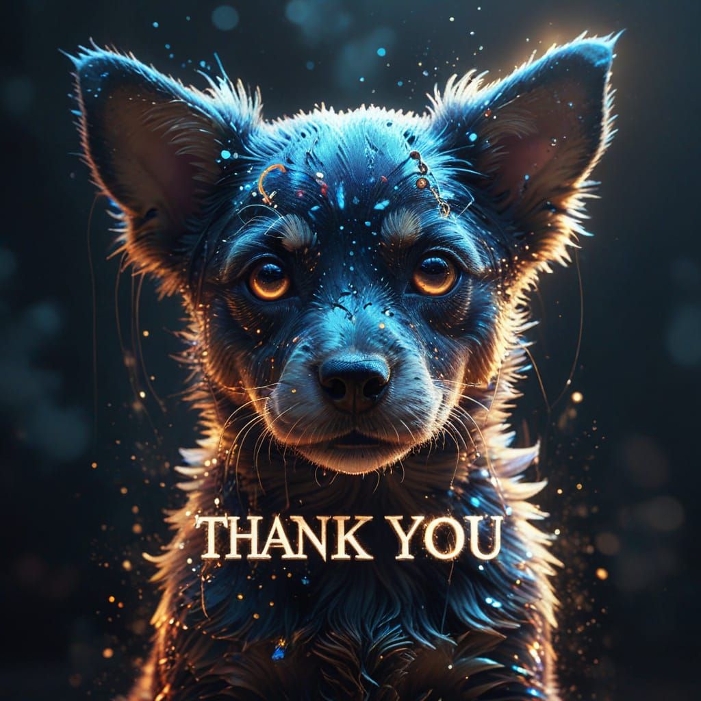 Anthropomorphic Puppy Double Exposure with Thank You Text