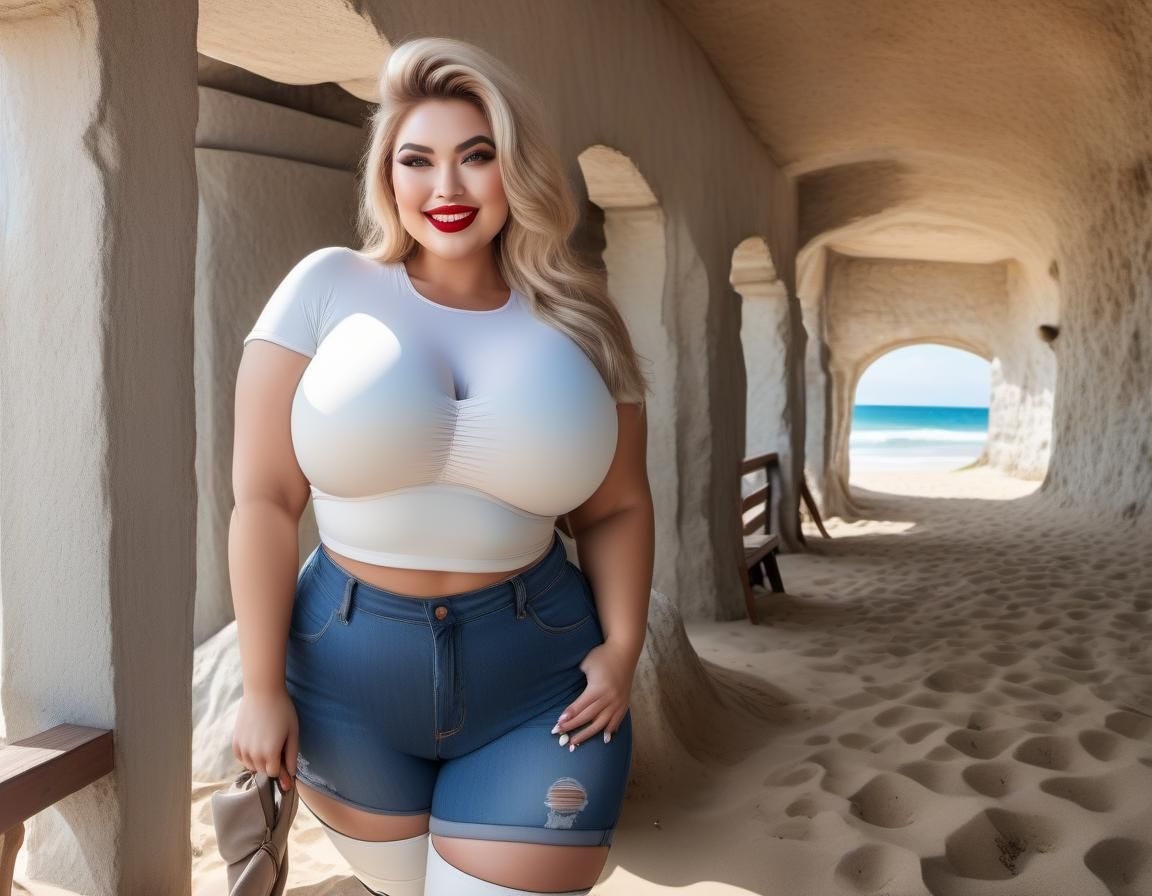 Chubby Beauty Riding ATV on Beach in a MickeyWolf Getaway