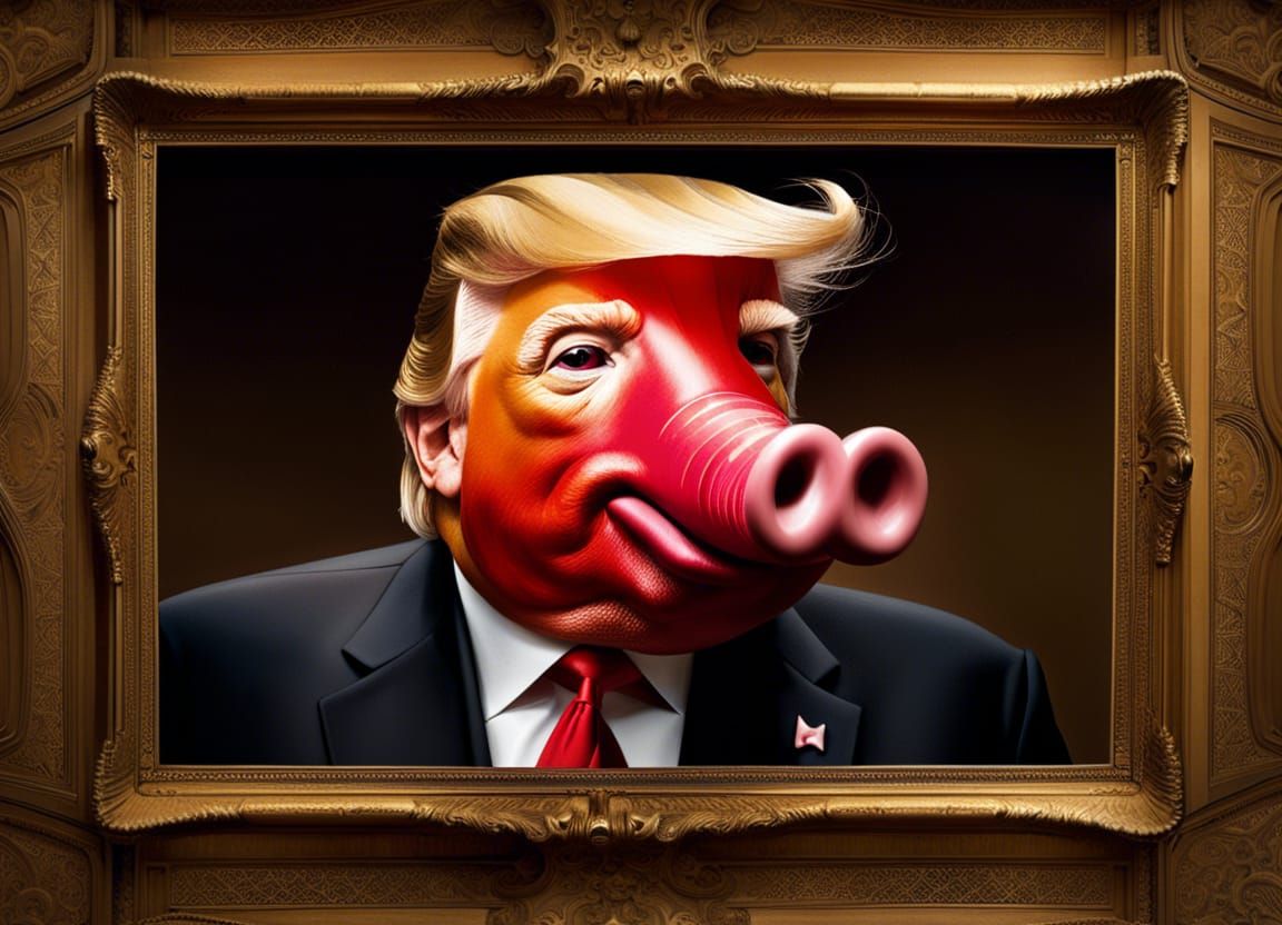 Donald Trump as Pig with Lipstick in Pop Art Style