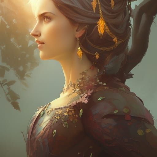 Regal Tree Goddess in Triadic Colours