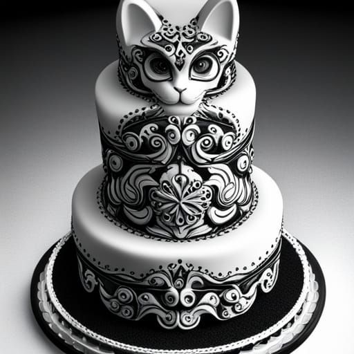 Elegant Noir Wedding Cake Maneki-Neko