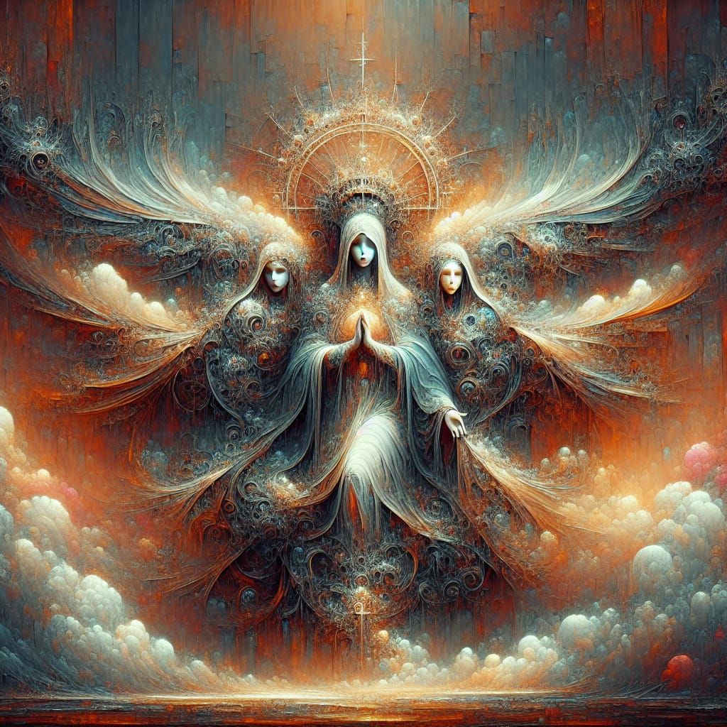 Surreal Holy Mary amidst Reverent Mysticism