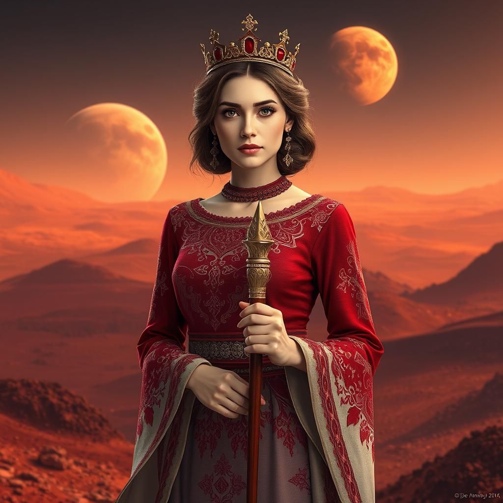 Lithuanian Goddess Žiezdrė Reigns Over Rust-Red Mars Landsca...