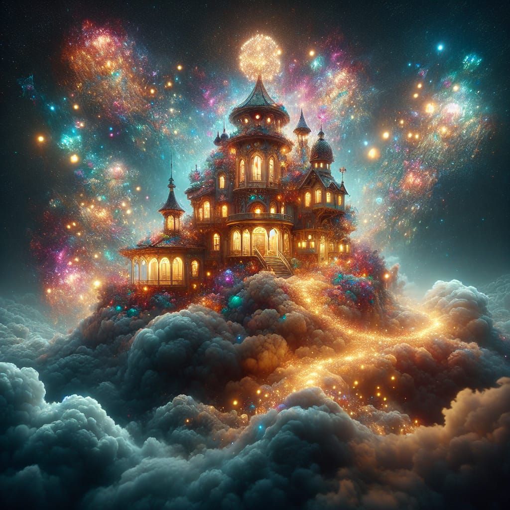 Whimsical Cloudhouse Radiates Magical Lights