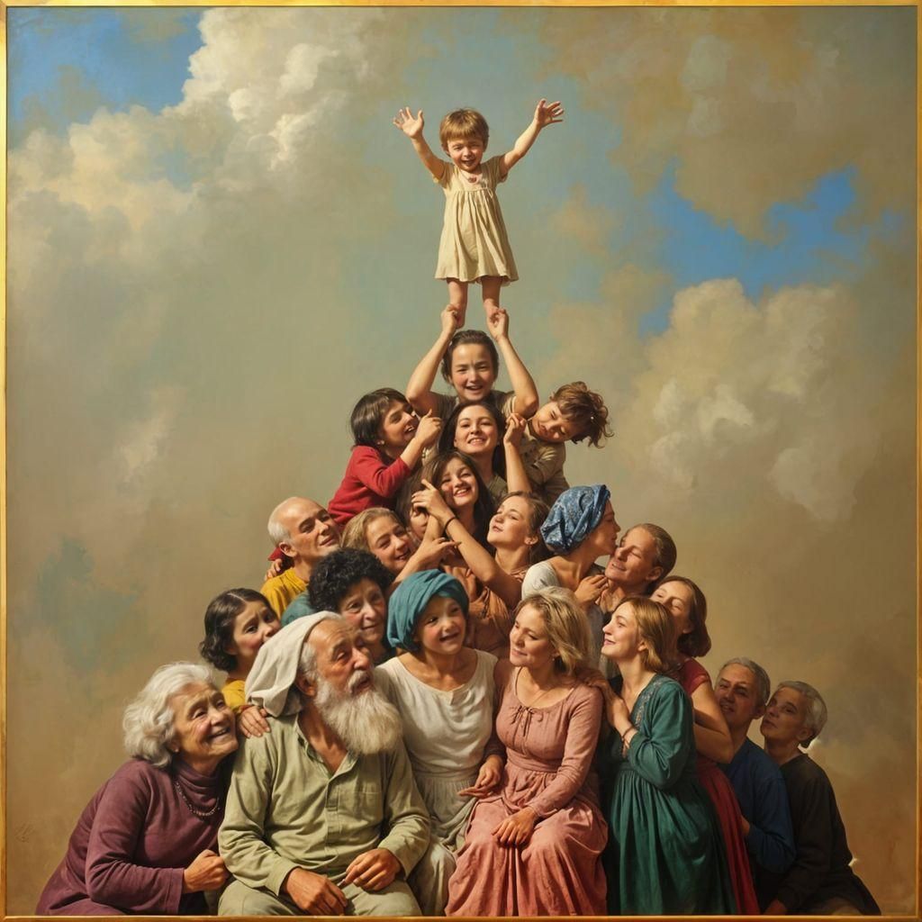 Siblings United in a Joyful Pyramid Family Hierarchy