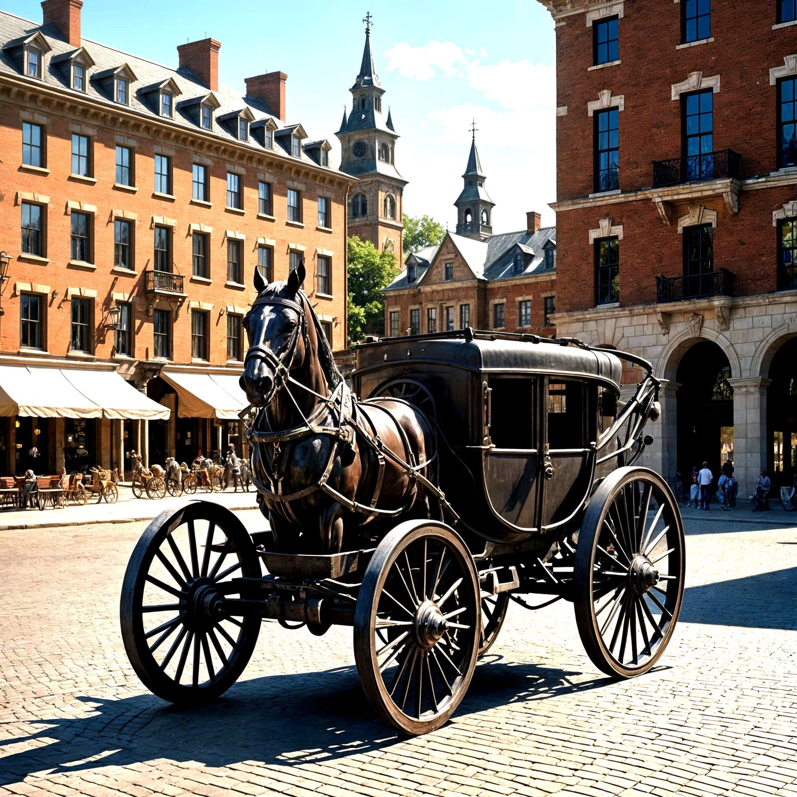 Cyberpunk Abstract Sculpture of a Horse and Buggy