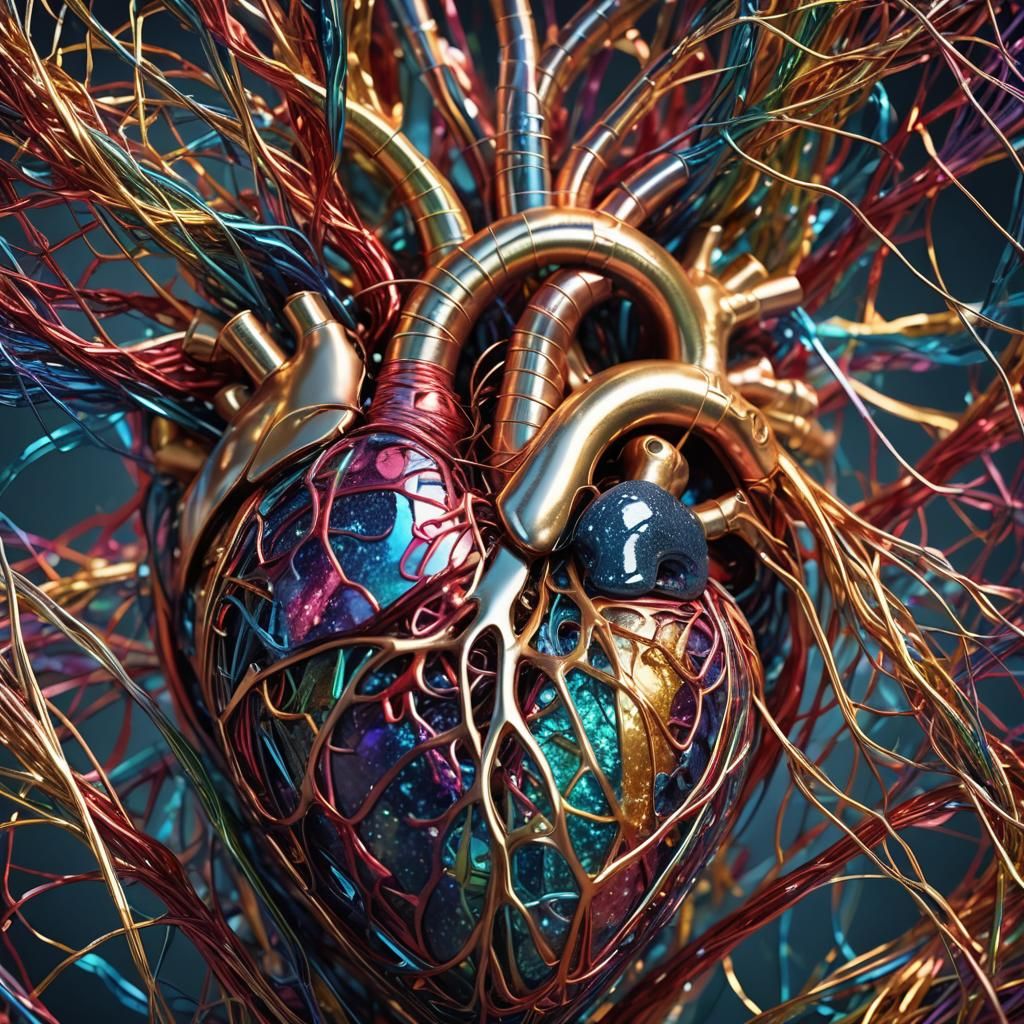 Vibrant Heart Strings in Hyper-Realistic Digital Art