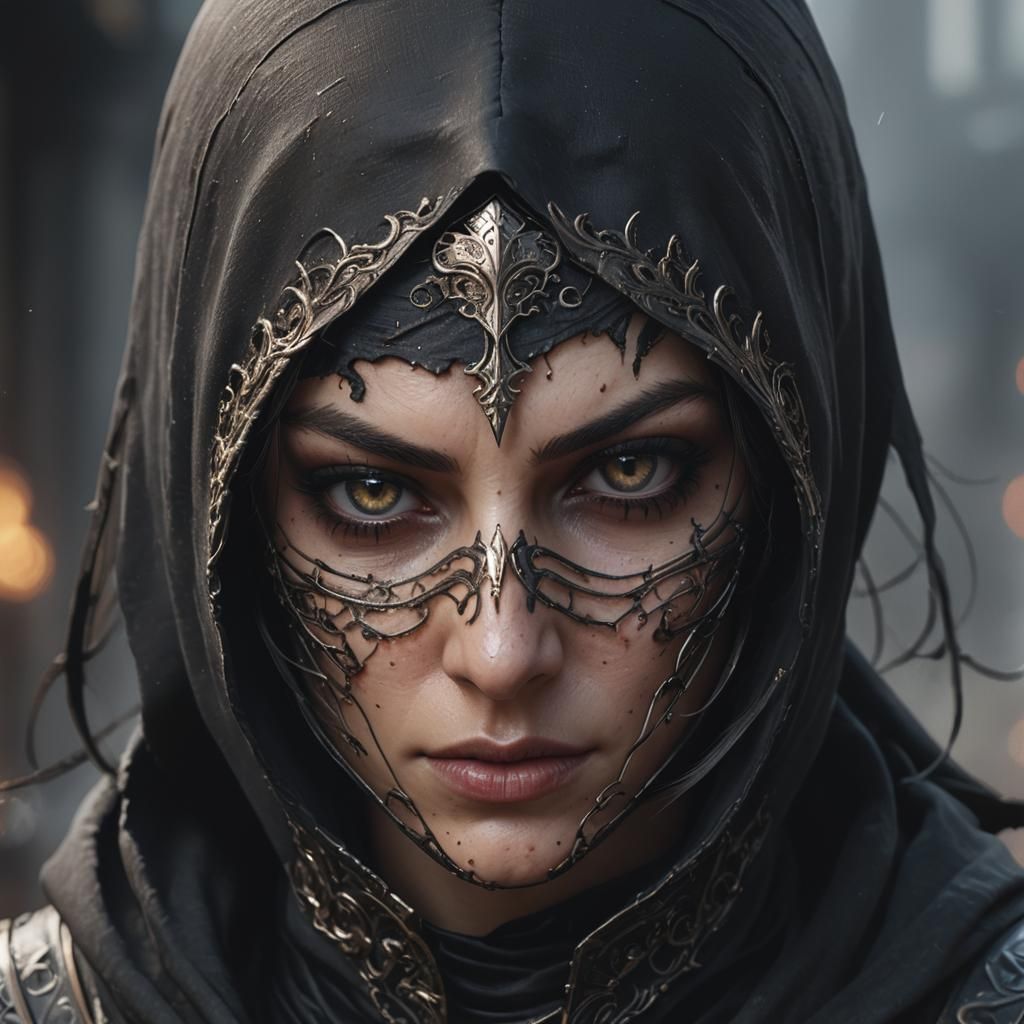 Dark Fantasy Assassin Portrait in Deep Color