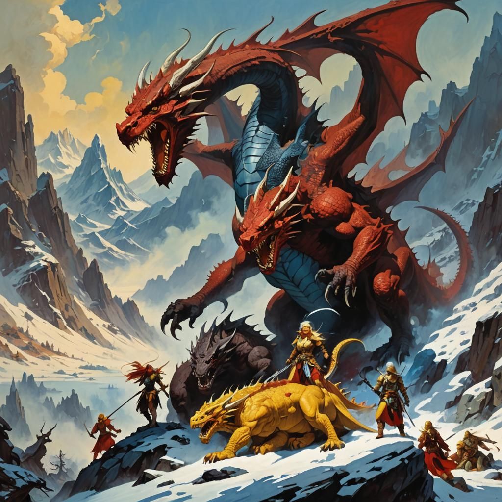 Heroic Warrior Women Stand Tall Against a Wounded Frazetta-S...