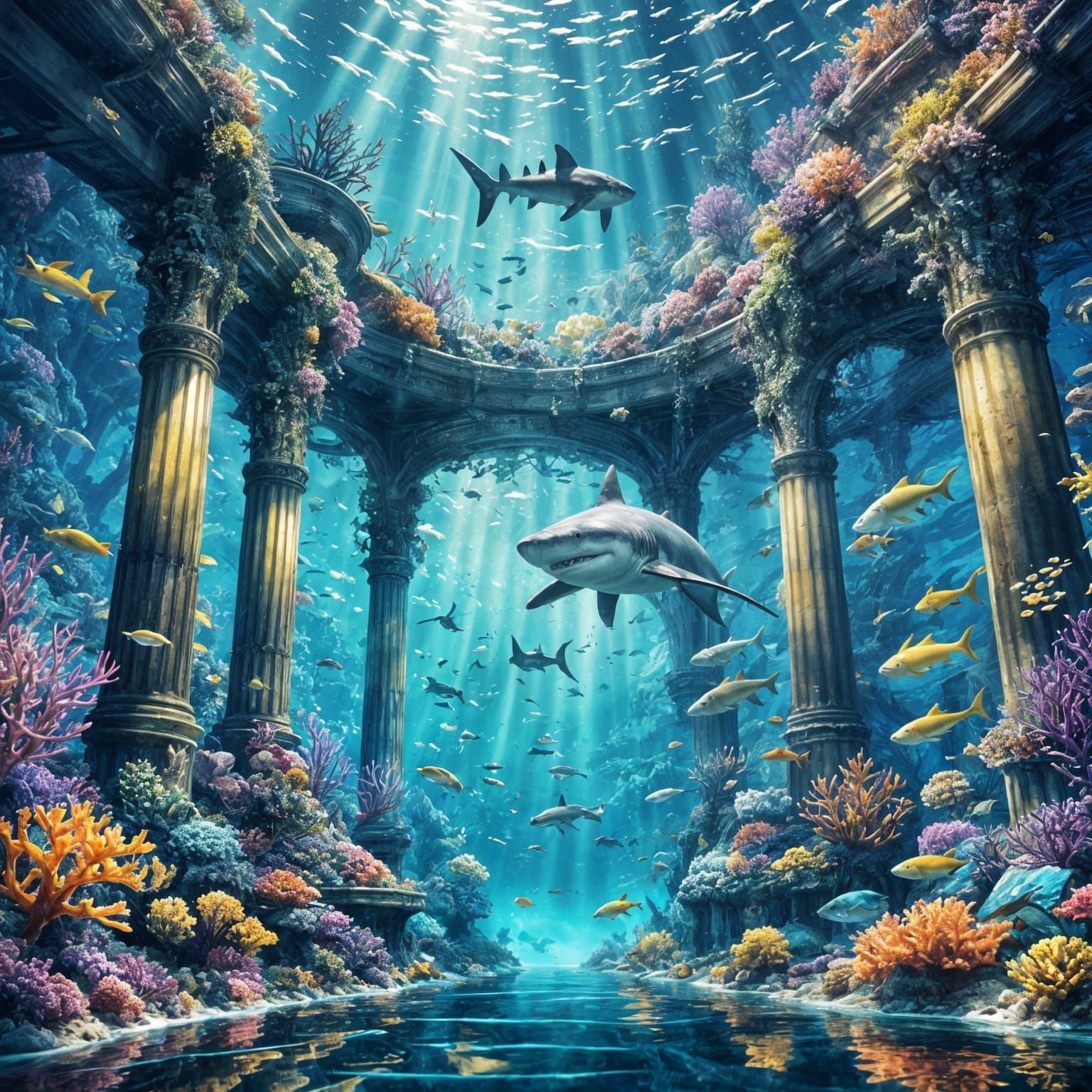 Shark-Man Rises in a Bioluminescent Coral Kingdom